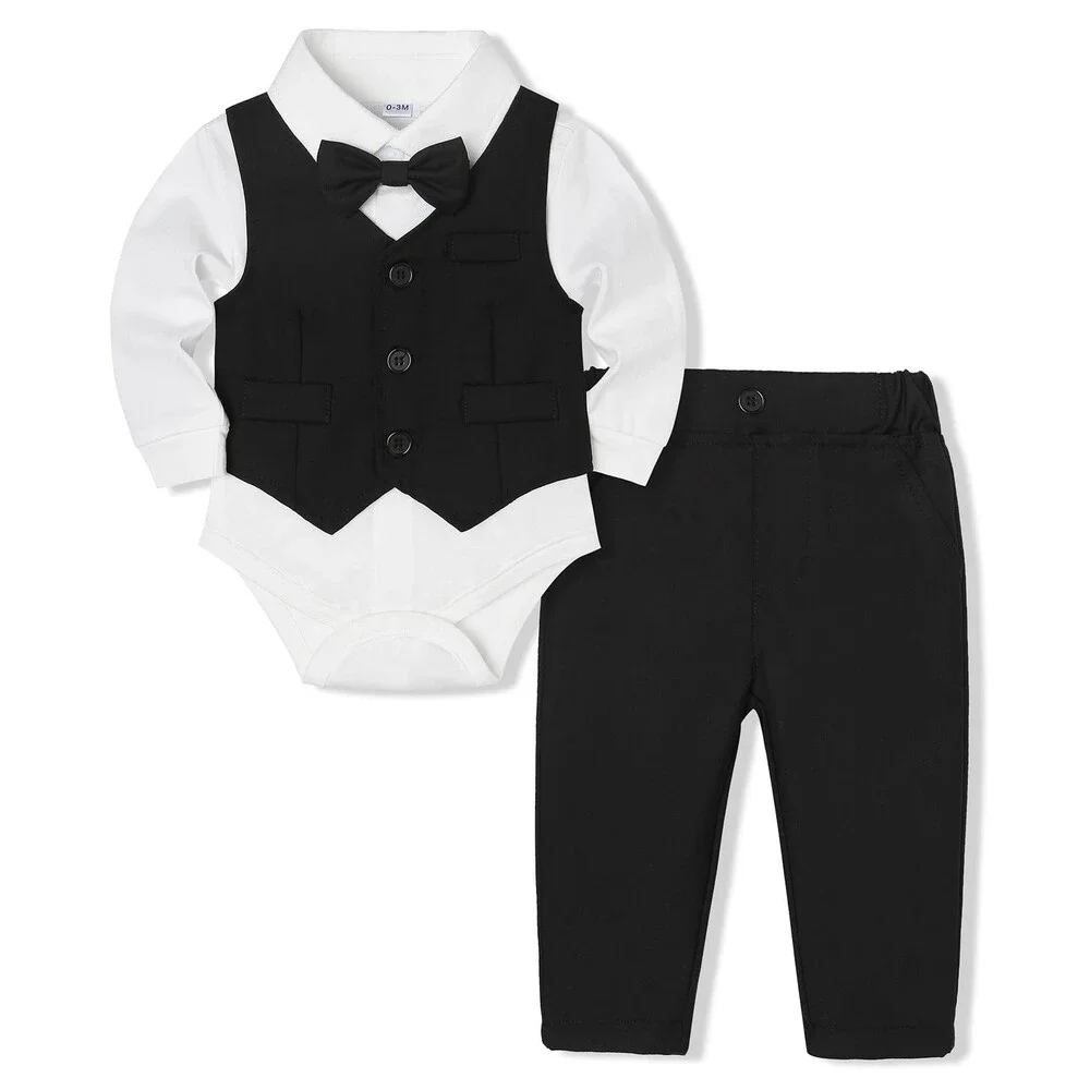 Juivesia Baby Black Boy Clothes Suits Gentleman Wedding Outfit Formal 18-24 M